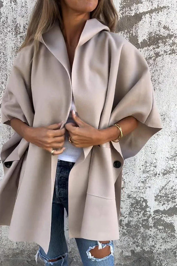 Oversized Cape Jas Dames – Losvallende Jas met Lichtgewicht Stof en Praktische Zakken