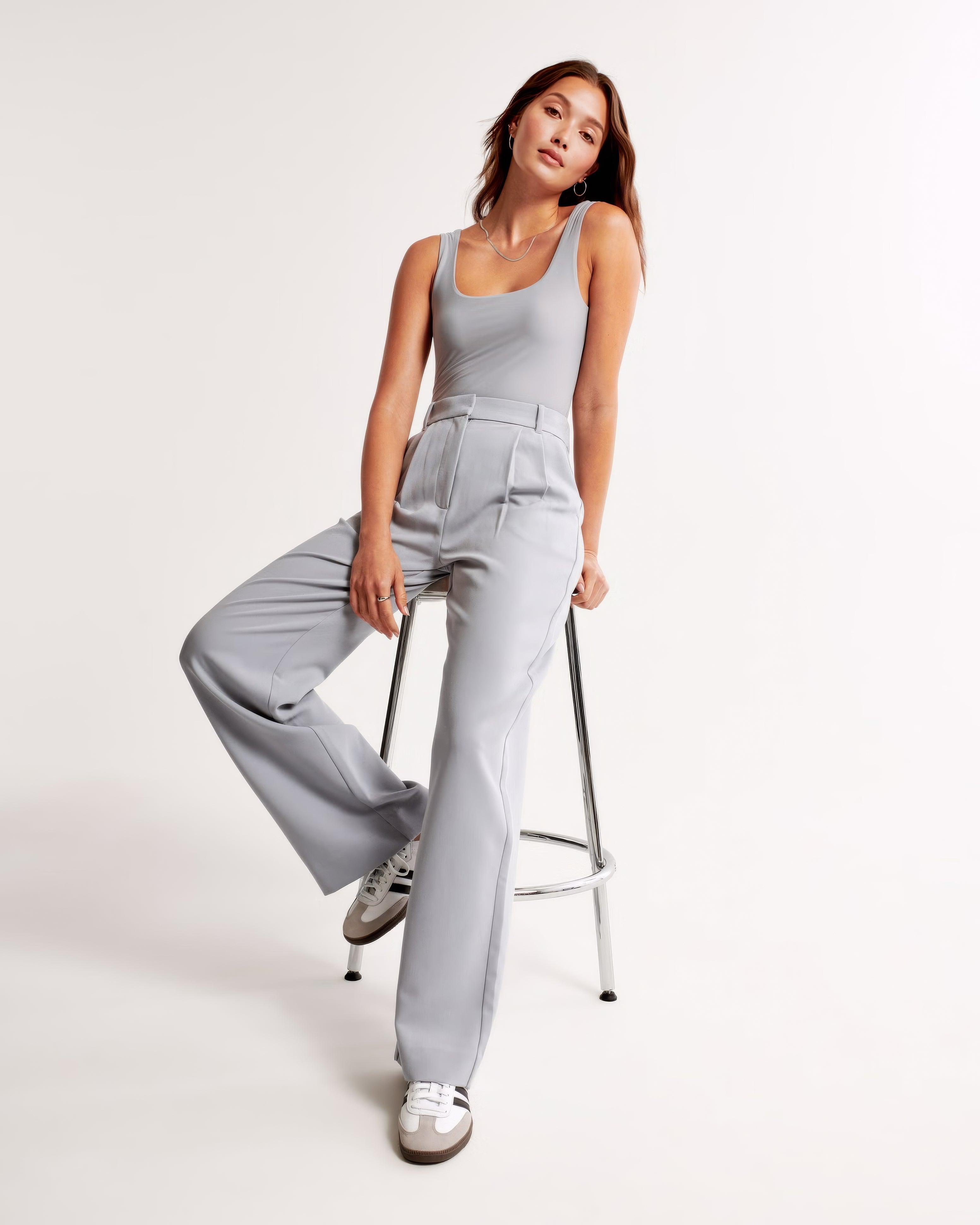 Hoge taille pantalon dames – geplooide pantalon met elegante tapered fit