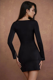 Bodycon mini jurk dames – asymmetrische party dress met elegante split