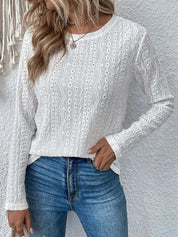 Elegante Kanten Damesblouse – Blouse met Broderie, Lange Mouwen en Luxe Details