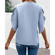 Comfortabele Casual Kanten V-Hals Top Dames – Luchtige Zomerse Blouse met Elegante Details