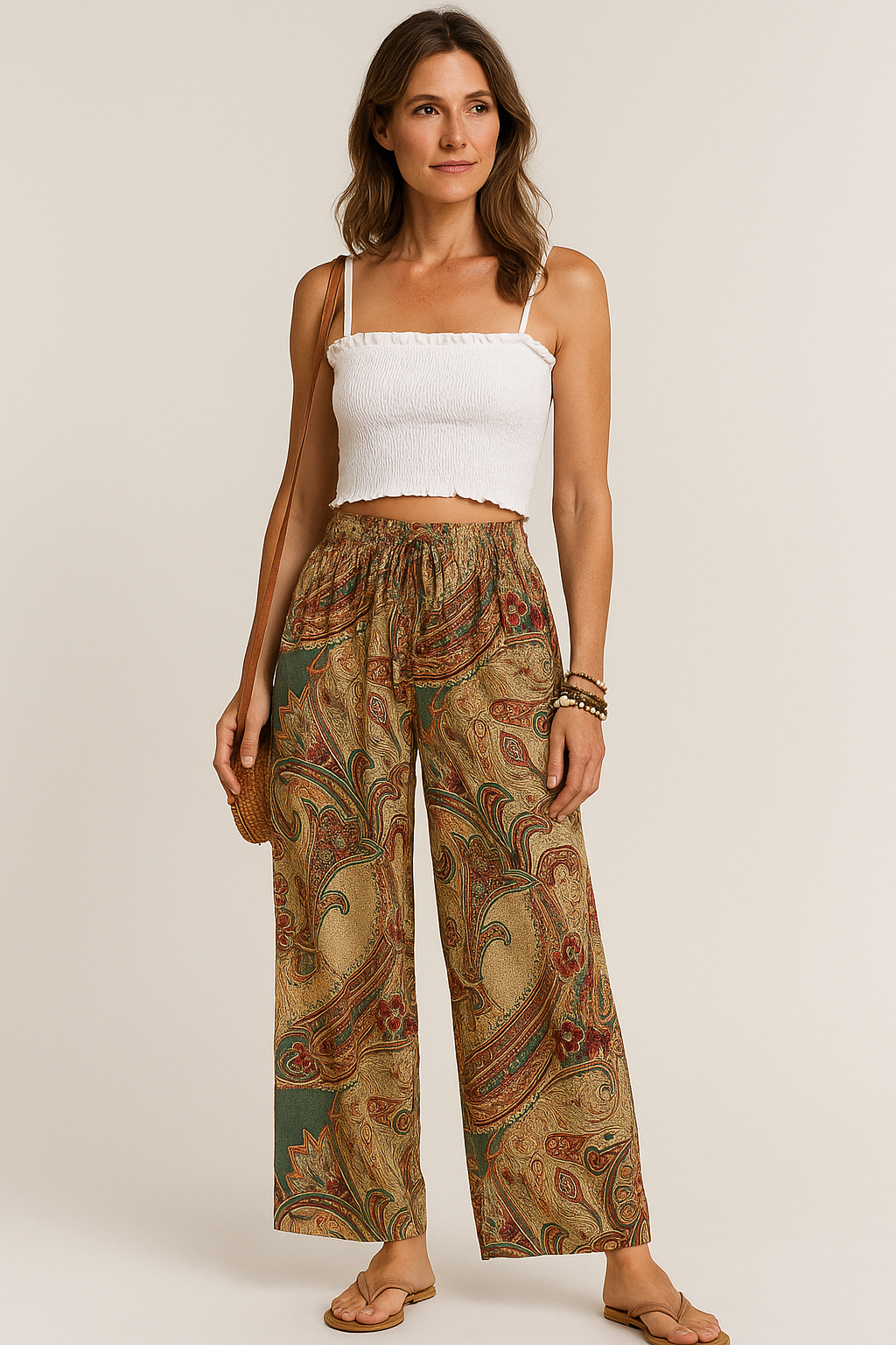Lauren boho damesbroek – luchtige zomerbroek met hoge taille
