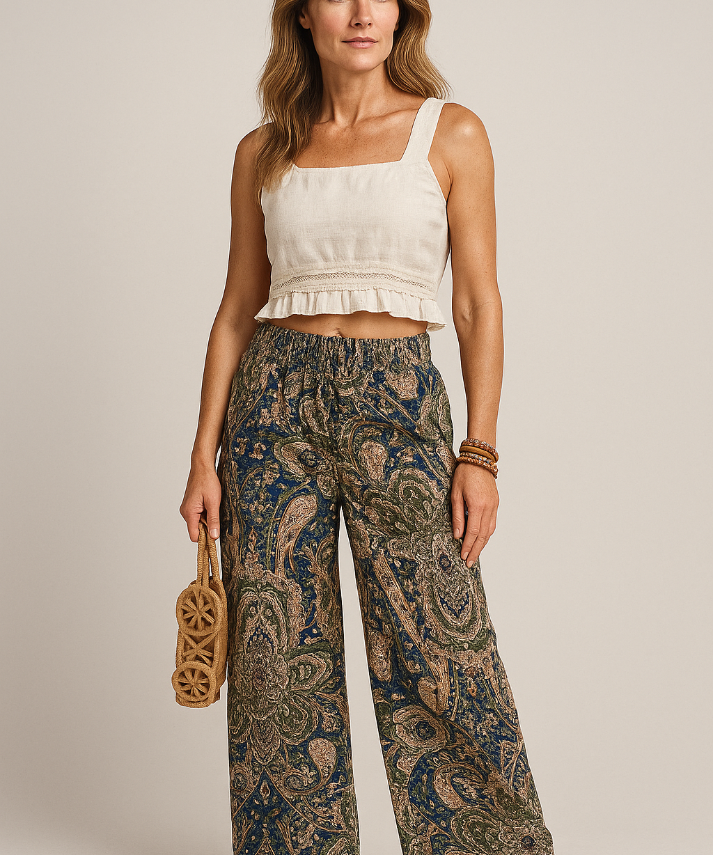 Lauren boho damesbroek – luchtige zomerbroek met hoge taille