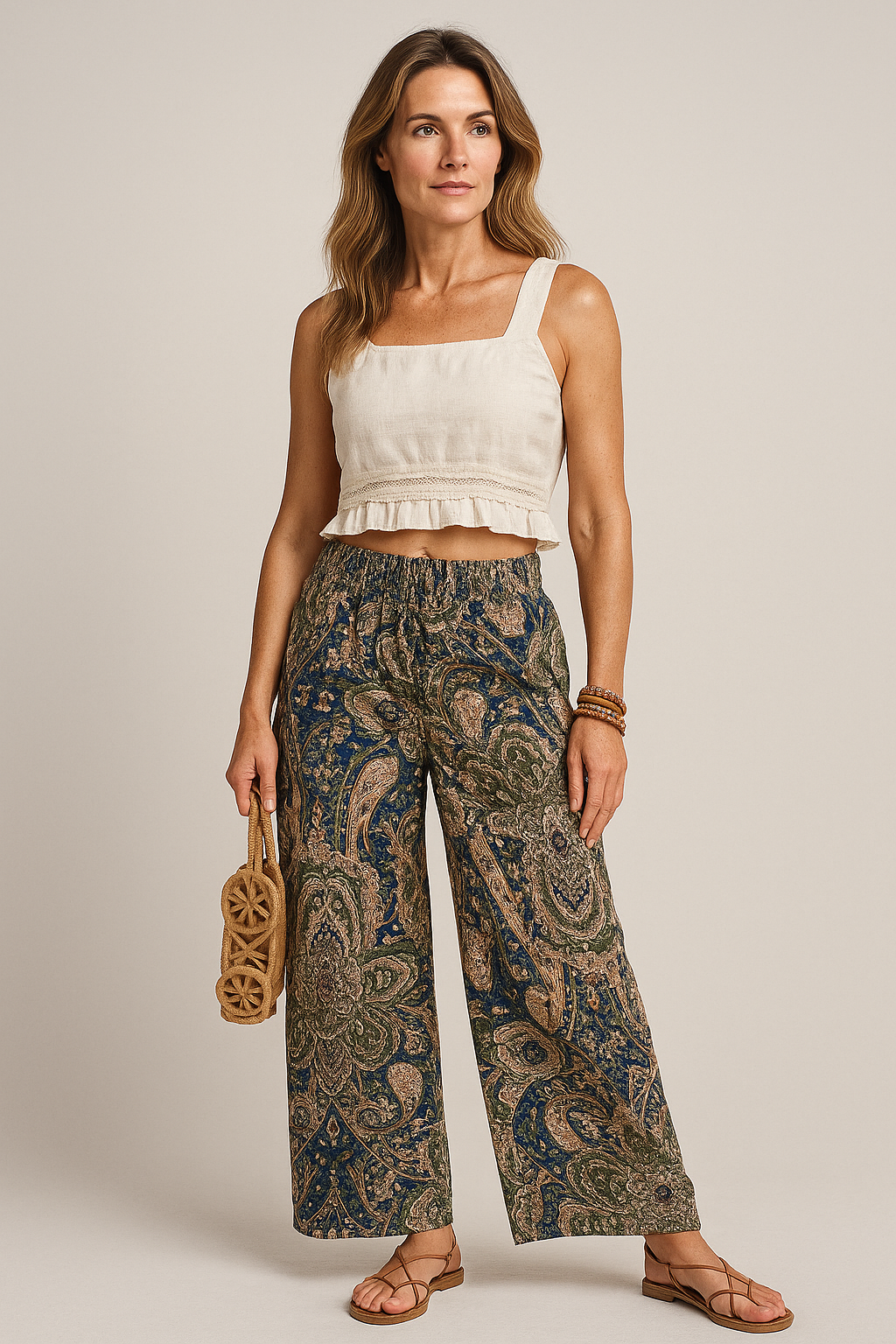 Lauren boho damesbroek – luchtige zomerbroek met hoge taille