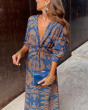 Boho maxi wrap jurk dames – casual chique overslagjurk met lange lengte