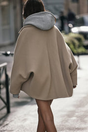 Olive oversized cropped trenchcoat dames – beige wollen jas met moderne twist