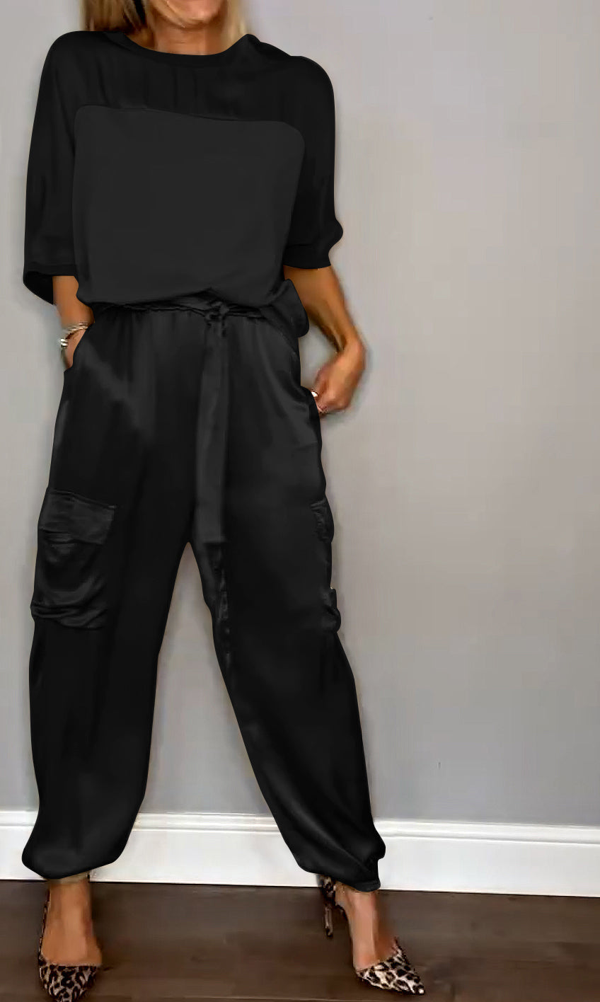 ChicCharm dames set – tweedelige outfit met korte mouwen & comfortabele pasvorm