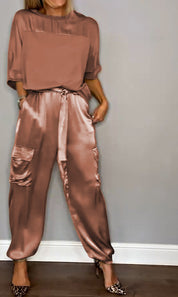 ChicCharm dames set – tweedelige outfit met korte mouwen & comfortabele pasvorm