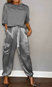 ChicCharm dames set – tweedelige outfit met korte mouwen & comfortabele pasvorm