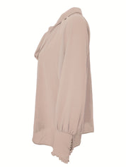 Elegante Damesblouse – Blouse met Strikdetail, Ruches en Soepele Pasvorm