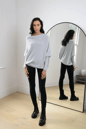 Off shoulder trui dames – losse gebreide trui met elegante open schouderlijn