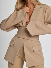 Eleganza blazer met riem – getailleerde dames blazer voor werk & avond