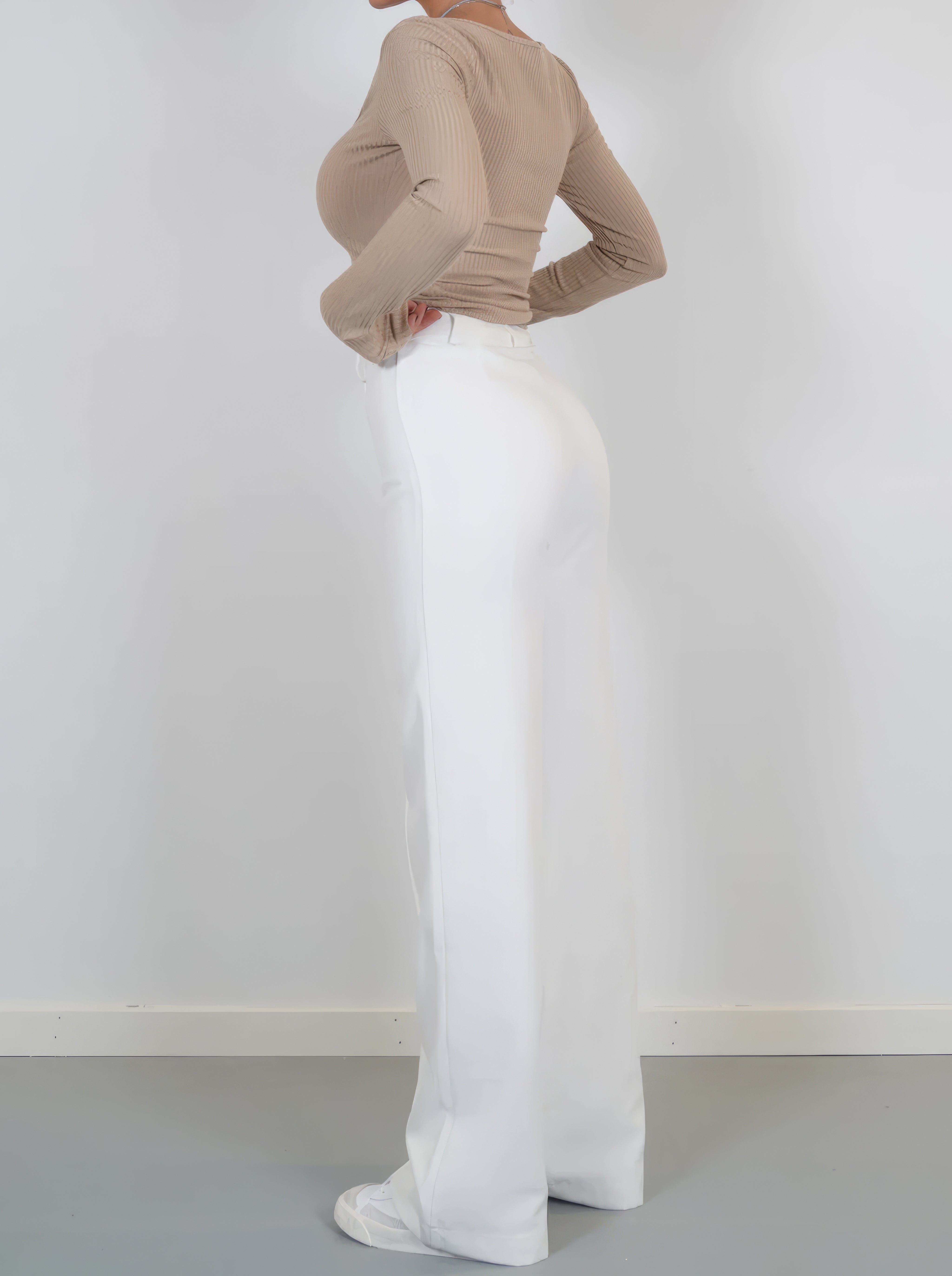 Beau dames pantalon – high-waist broek met rechte pijpen en elegante pasvorm