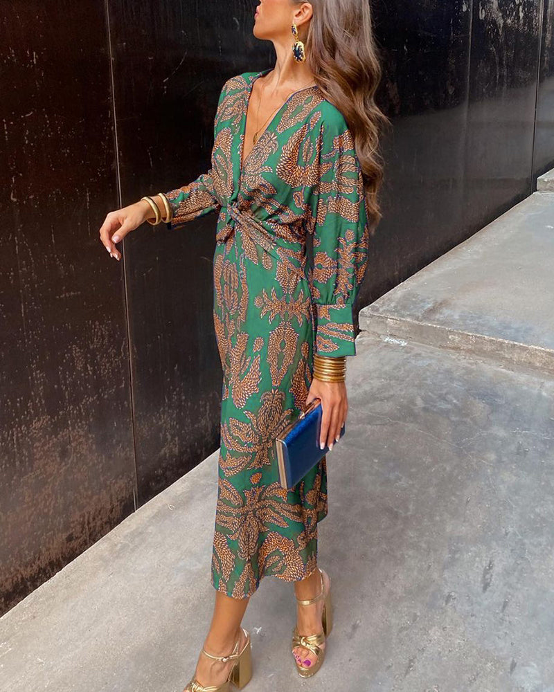 Boho maxi wrap jurk dames – casual chique overslagjurk met lange lengte