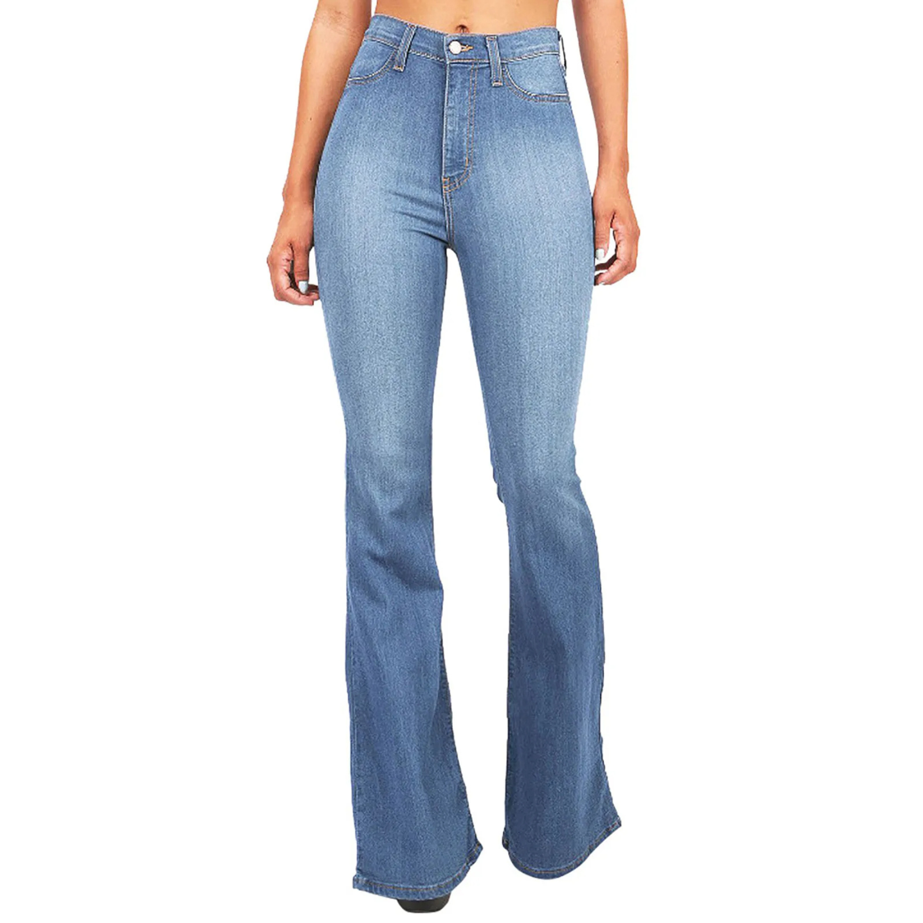 High-Waist Flared Jeans Dames – Retro Bell-Bottom Jeans met Stretch Pasvorm