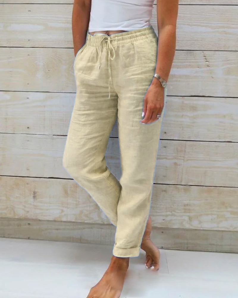 Lieke Stijlvolle Losse Broek Dames – Hoge Taille Broek met Rechte Pijp & Elegante Pasvorm