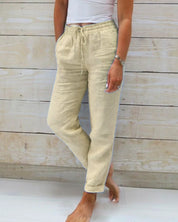 Lieke Stijlvolle Losse Broek Dames – Hoge Taille Broek met Rechte Pijp & Elegante Pasvorm