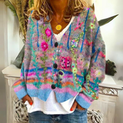 Kleurrijk Vest voor Dames – Comfortabel Gebreid Vest met Vrolijke Prints