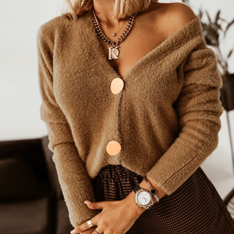 TWINKS dames cardigan – zachte gebreide vest met V-hals & relaxte fit