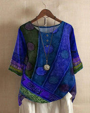 Ritva Boho Top Dames | Luchtige Oversized Top met Unieke Print
