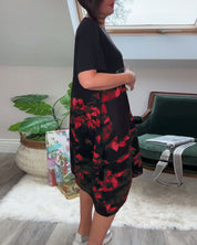 Patchworkjurk met Bloemenprint – Elegante Damesjurk met Ronde Halslijn