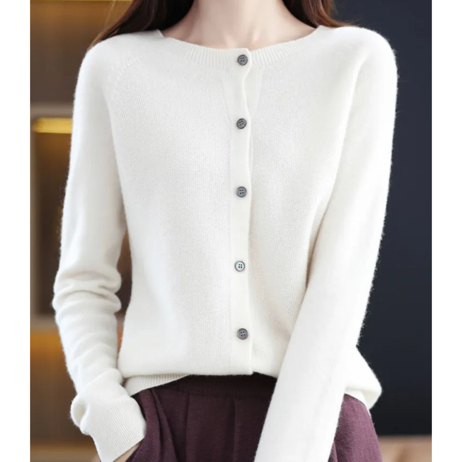 GlamourWool wollen vest dames | Marino-wol look trui | V-hals vest met knoopsluiting
