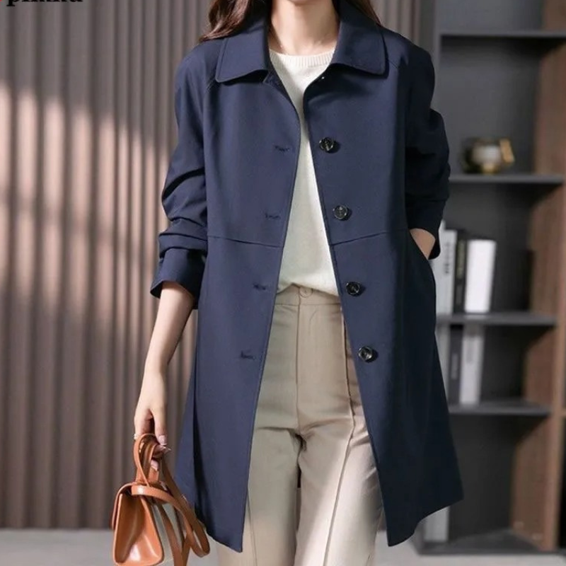 Korte trenchcoat dames met één knoop – stijlvolle elegante jas voor elk seizoen