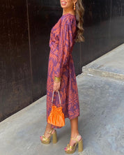 Boho maxi wrap jurk dames – casual chique overslagjurk met lange lengte