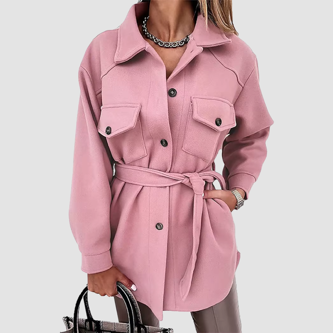 Emilia – Getailleerde Damesjas met Ceintuur | Elegante Lange Jas voor Herfst & Winter