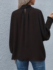 Elegante Damesblouse – Blouse met Strikdetail, Ruches en Soepele Pasvorm