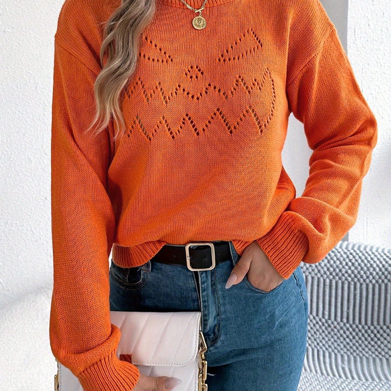 Oversized Trui Dames – Gebreide Halloween Trui met Pompoenontwerp