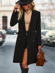 Dames Trenchcoat – Klassiek Lang Model met Dubbelrijige Sluiting & Elegante Details