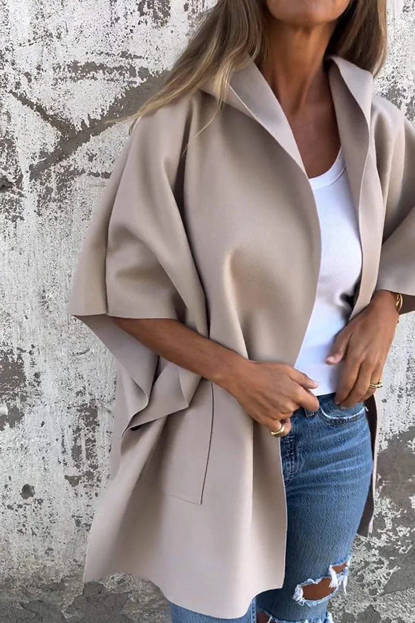 Oversized Cape Jas Dames – Losvallende Jas met Lichtgewicht Stof en Praktische Zakken