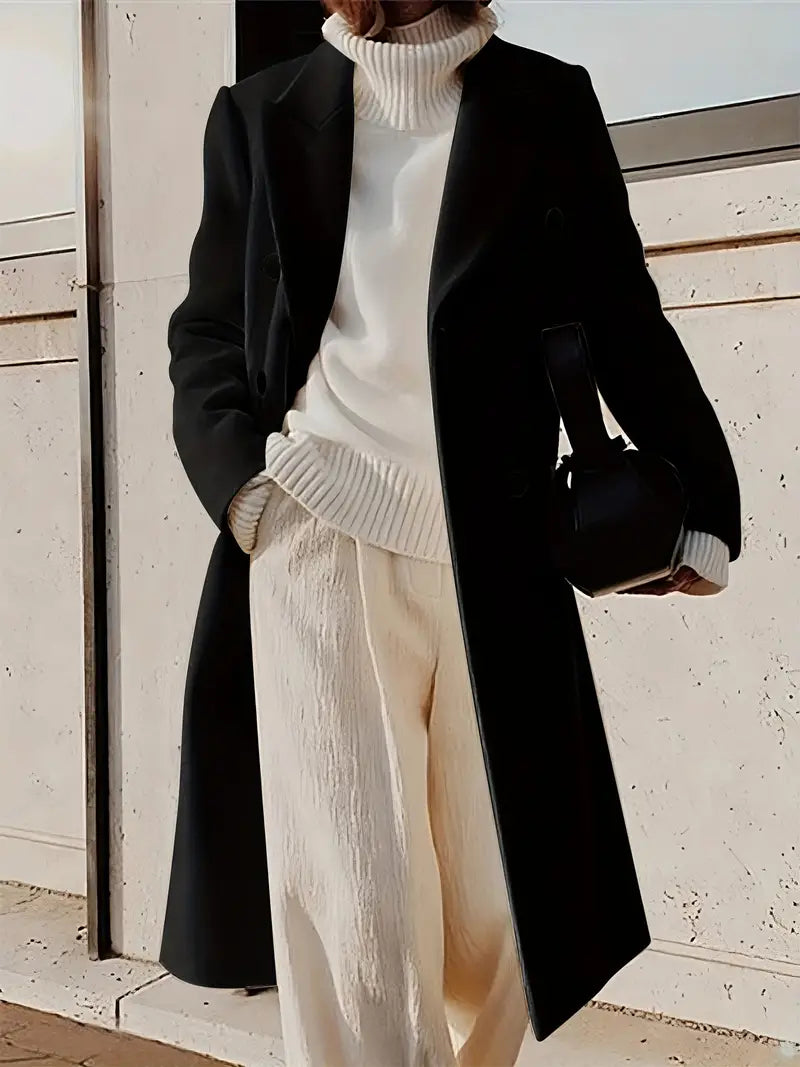 Lange trenchcoat dames – elegante kasjmier jas voor herfst en winter