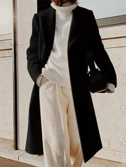 Lange trenchcoat dames – elegante kasjmier jas voor herfst en winter