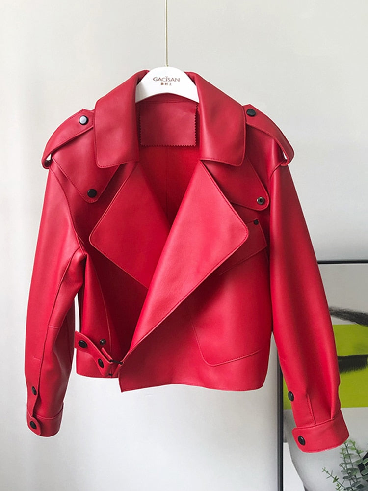 Tiffani leren jas dames – trendy lang model met sherpa voering & ceintuur