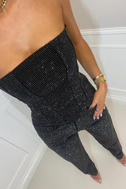 Ilse Elegante Jumpsuit Dames – Strapless & Glanzstof voor Feestelijke Gelegenheden