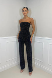 Ilse Elegante Jumpsuit Dames – Strapless & Glanzstof voor Feestelijke Gelegenheden