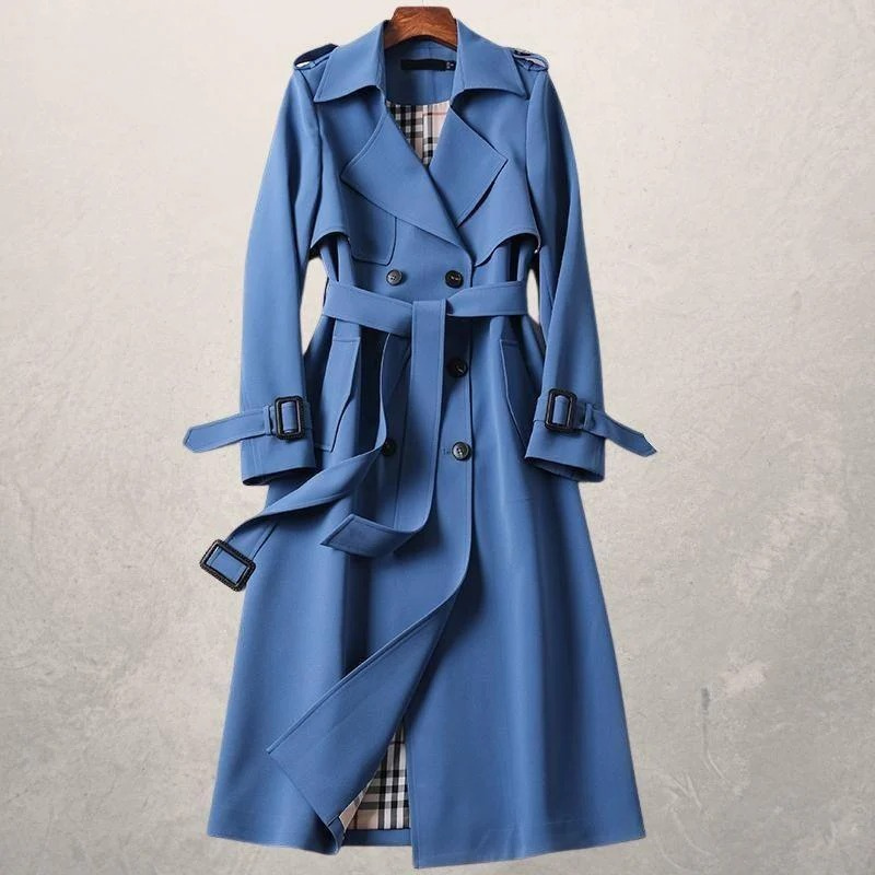 GURI dames trenchcoat – getailleerde jas met ceintuur & dubbele knopen
