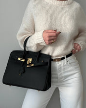 Luxe Leren Handtas – Stijlvolle Remi met Gouden Details en Tijdloze Klasse