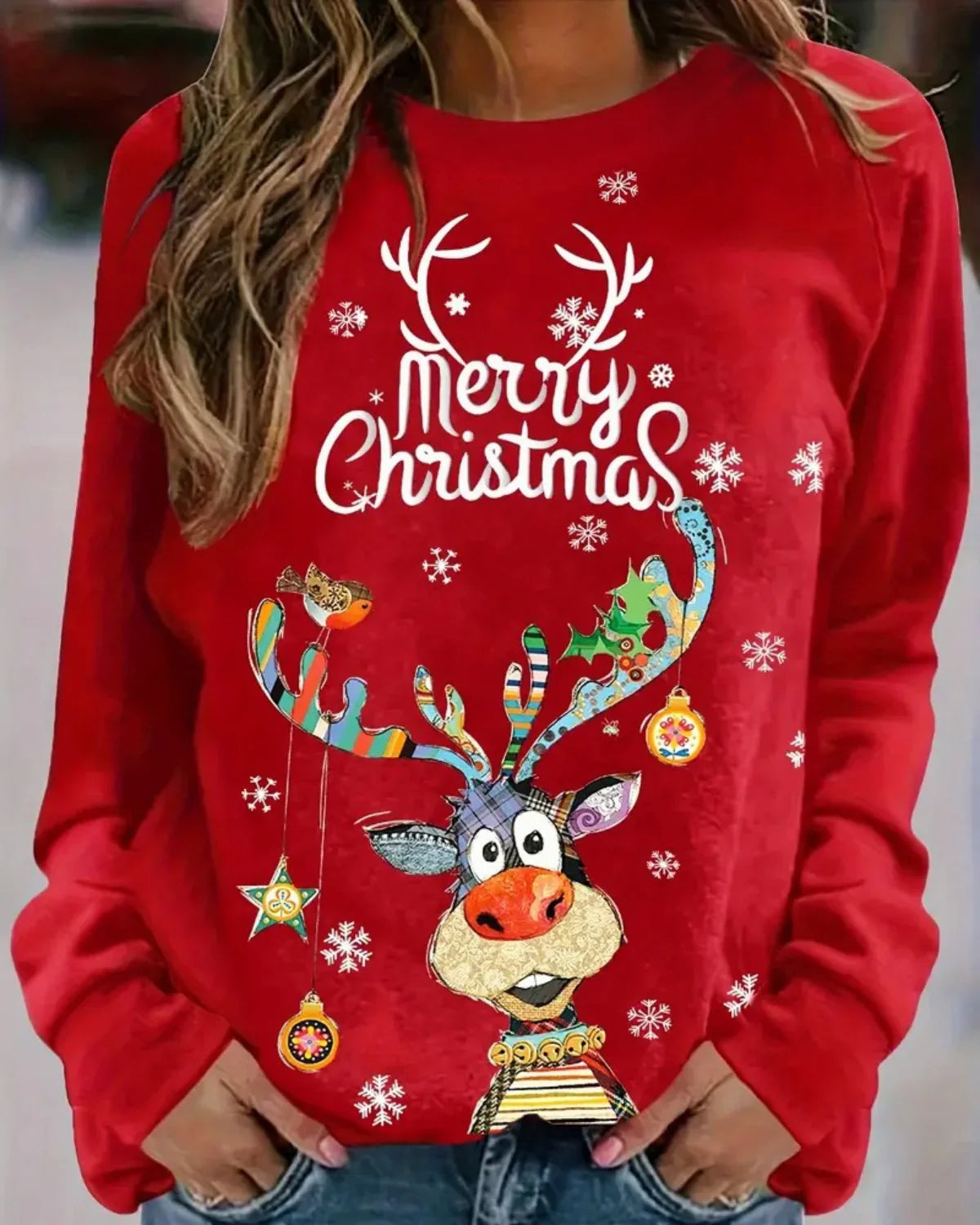 Quinty | Kersttrui voor Dames | Warme & Feestelijke Trui met Rendierprint