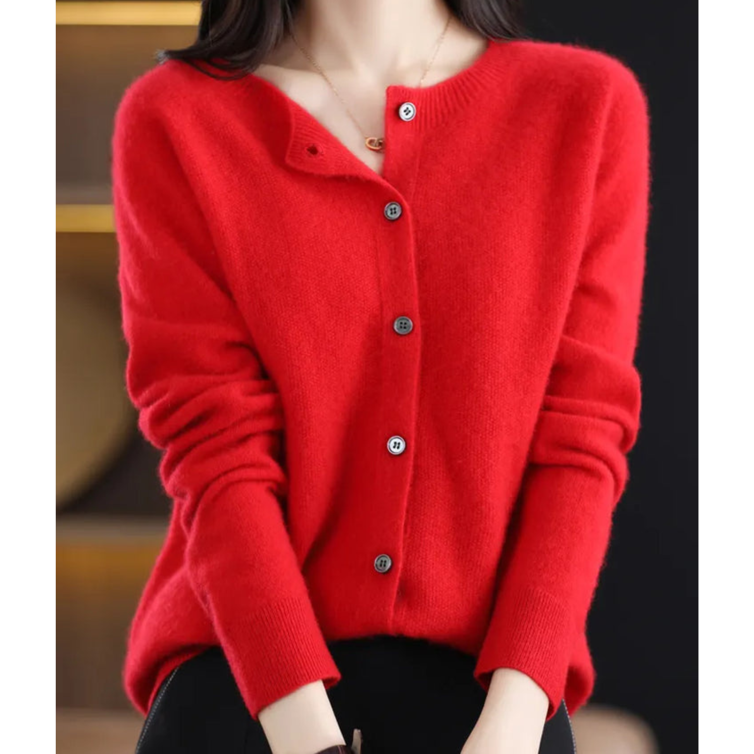 GlamourWool wollen vest dames | Marino-wol look trui | V-hals vest met knoopsluiting