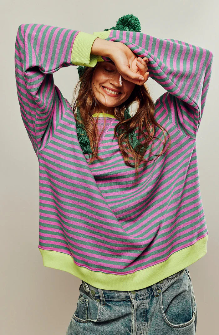 Gestreepte Losse Trui Dames – Oversized Trui met Moderne Streepprint & Relaxte Pasvorm