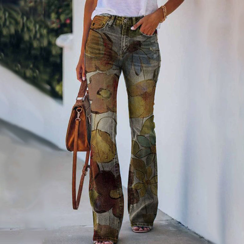 Flare jeans dames – hoge taille met 4 knopen en klassiek 5-pocket design