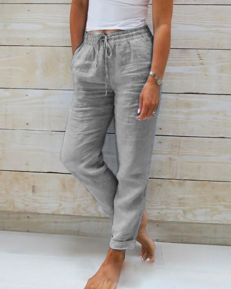Lieke Stijlvolle Losse Broek Dames – Hoge Taille Broek met Rechte Pijp & Elegante Pasvorm