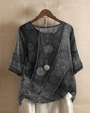 Ritva Boho Top Dames | Luchtige Oversized Top met Unieke Print