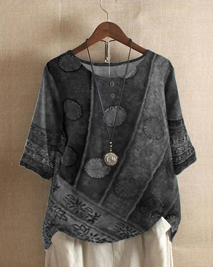 Ritva Boho Top Dames | Luchtige Oversized Top met Unieke Print