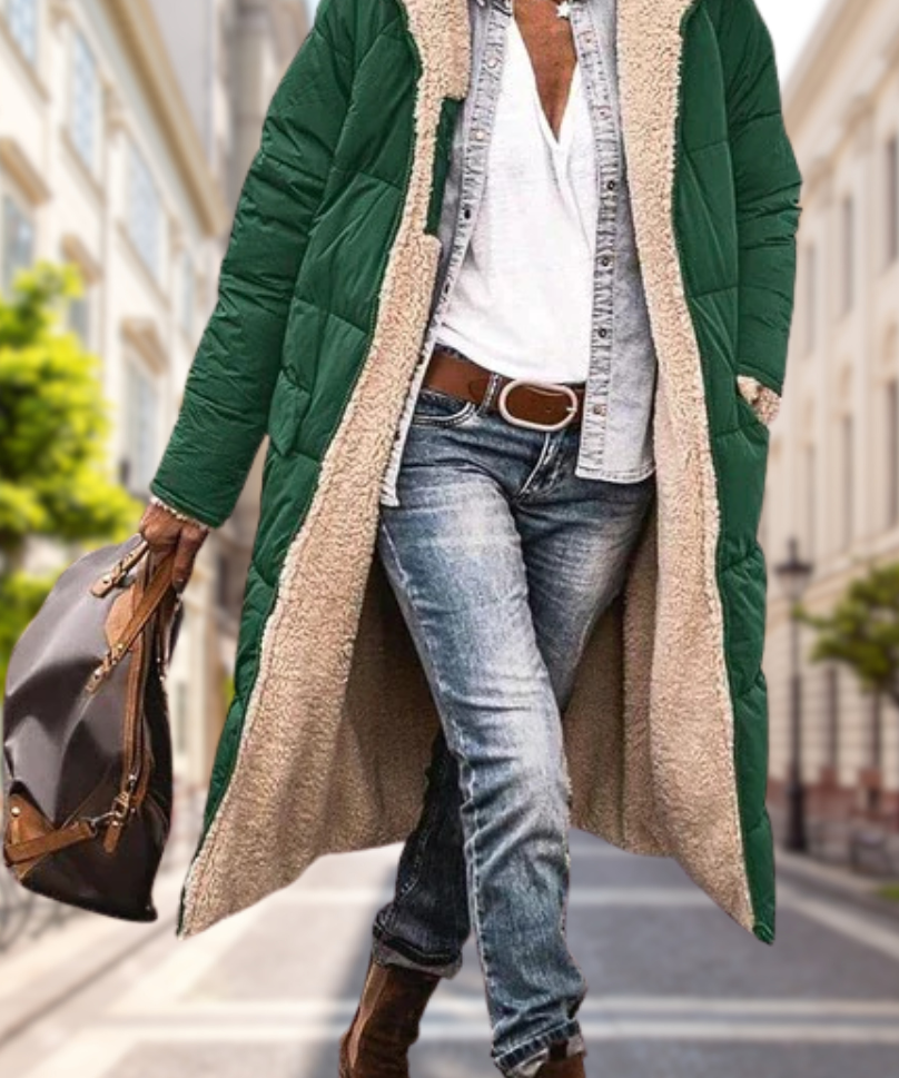 Camila Herfstjas Dames – Luxe Omkeerbare Jas met Capuchon & Warme Isolatie