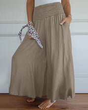 Irene – Comfortabele wijde damesbroek met hoge taille | Luchtige zomerbroek