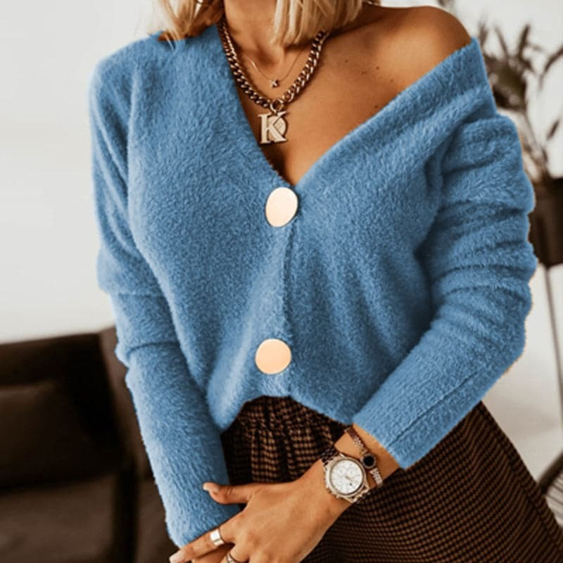 TWINKS dames cardigan – zachte gebreide vest met V-hals & relaxte fit